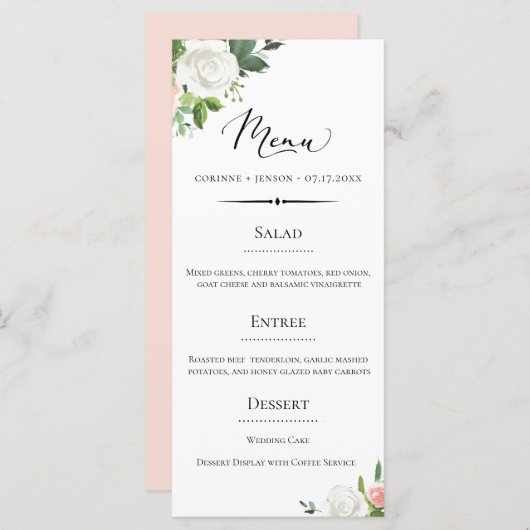  Deco bloemenbruiloft Menu (Voorkant / Achterkant)