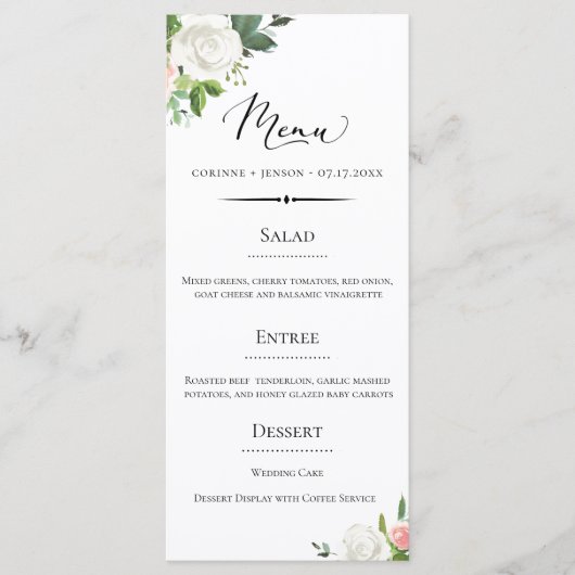  Deco bloemenbruiloft Menu (Voorkant)
