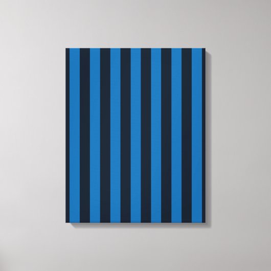 Deco Blue Vertical Stripes Canvas Afdruk (Voorkant)