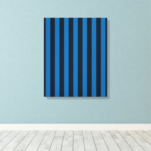 Deco Blue Vertical Stripes Canvas Afdruk (Insitu (Houten vloer))