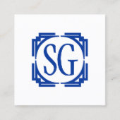 Deco Box - Initialen - Navy Blue Vierkante Visitekaartje (Voorkant)