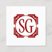 Deco Box - Initialen - Ruby Red Vierkante Visitekaartje (Voorkant)