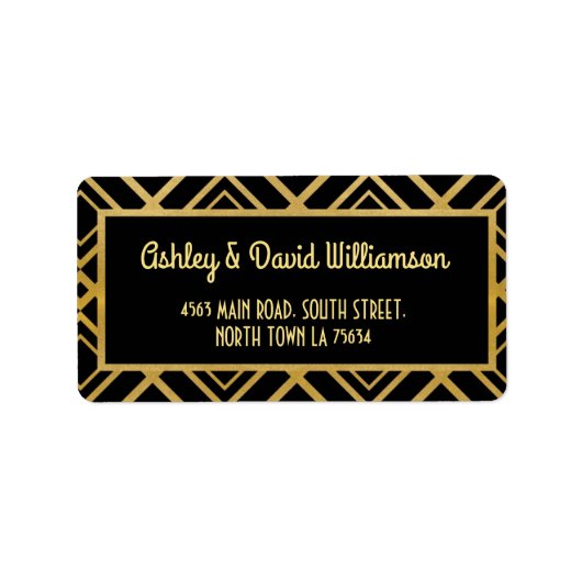 Deco Bruiloft Goud Retouradres Label Art 1920s (Voorkant)
