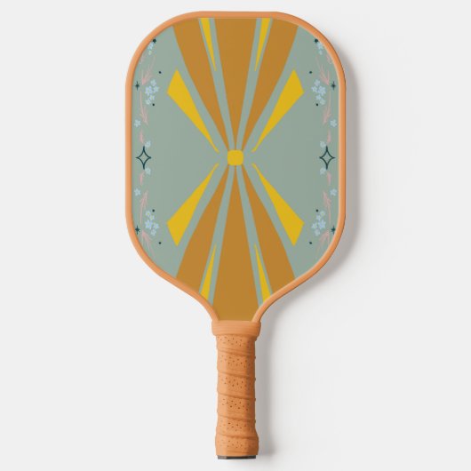 Deco Burst + Patina Bloemen Pickleball Paddle (Voorkant)