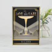 Deco Champagne Bewaar de datum uitnodiging (Staand voorkant)