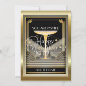 Deco Champagne NIEUWJAAR Feestuitnodiging Kaart (Voorkant)