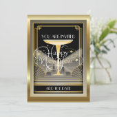 Deco Champagne NIEUWJAAR Feestuitnodiging Kaart (Staand voorkant)