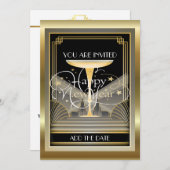 Deco Champagne NIEUWJAAR Feestuitnodiging Kaart (Voorkant / Achterkant)