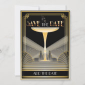 Deco Champagne Save The Date Uitnodiging (Voorkant)