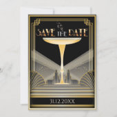Deco Champagne Save The Date Uitnodiging (Voorkant)