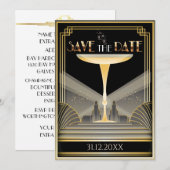 Deco Champagne Save The Date Uitnodiging (Voorkant / Achterkant)