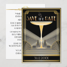 Deco Champagne Save The Date Uitnodiging