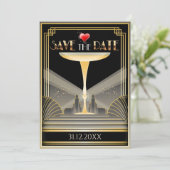 Deco Champagne Save The Date Uitnodiging (Staand voorkant)