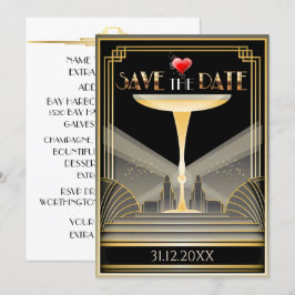 Deco Champagne Save The Date Uitnodiging