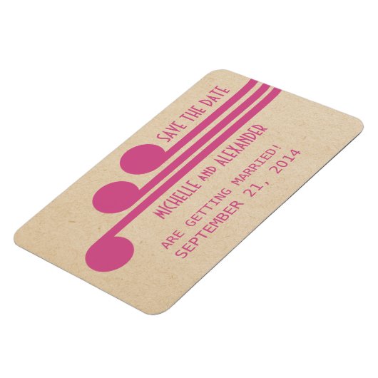 Deco Chic Save the Date Magnet, Fuchsia Magneet (Linkerzijde)