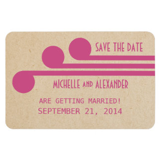 Deco Chic Save the Date Magnet, Fuchsia Magneet