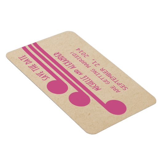 Deco Chic Save the Date Magnet, Fuchsia Magneet (Rechterzijde)