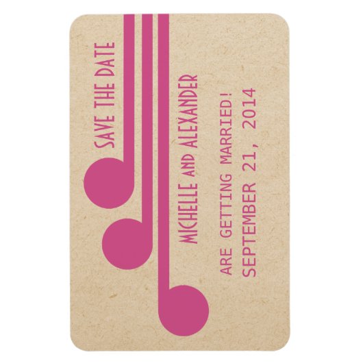 Deco Chic Save the Date Magnet, Fuchsia Magneet (Verticaal)