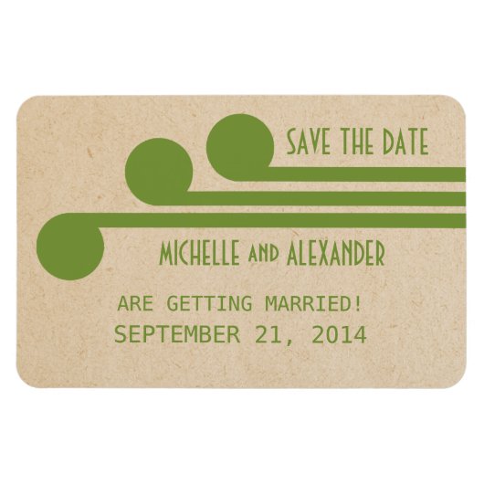 Deco Chic Save the Date Magnet, Green Magneet (Horizontaal)