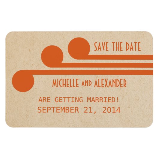 Deco Chic Save the Date Magnet, Oranje Magneet (Horizontaal)