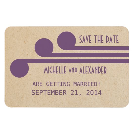 Deco Chic Save the Date Magnet, Paars Magneet (Horizontaal)