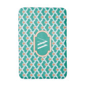 Deco Chinese Scallops, Blauwgroen, Aqua en Coral Badmat (Voorkant Verticaal)