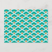 Deco Chinese Scallops, Coral Pink en Turquoise Briefkaart (Voorkant)