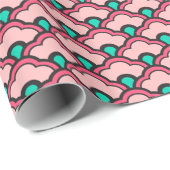 Deco Chinese Scallops, Coral Pink en Turquoise Cadeaupapier (Rol Hoek)