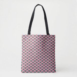 Deco Chinese Scallops, Coral Pink en Turquoise Tote Bag
