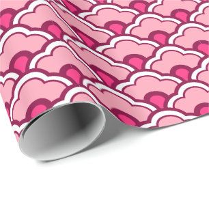 Deco Chinese scallops, Fuchsia and Light Pink Cadeaupapier