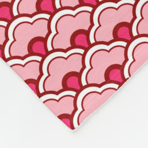 Deco Chinese scallops, Fuchsia and Light Pink Fleece Deken