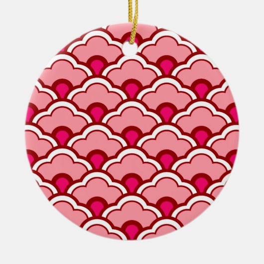 Deco Chinese scallops, Fuchsia and Light Pink Keramisch Ornament (Voorkant)