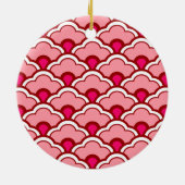 Deco Chinese scallops, Fuchsia and Light Pink Keramisch Ornament (Achterkant)