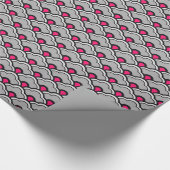 Deco Chinese scallops, grijs / grijs, zwart en roz Cadeaupapier (Hoek)