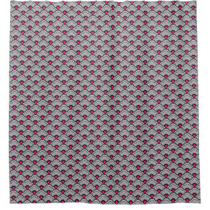 Deco Chinese scallops, grijs / grijs, zwart en roz Douchegordijn