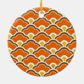 Deco Chinese Scallops, Mandarijns Oranje Keramisch Ornament (Achterkant)