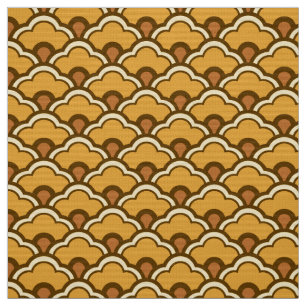 Deco Chinese Scallops, Mustard Gold en Brown Stof