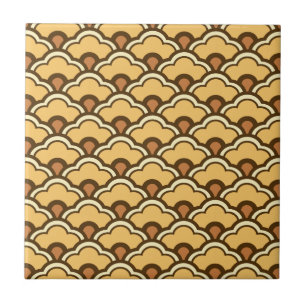 Deco Chinese Scallops, Mustard Gold en Brown Tile Tegeltje