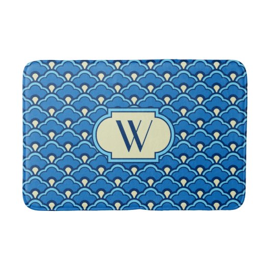 Deco Chinese Scallops, Ocean Blue en Indigo Badmat (Voorkant)