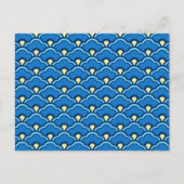 Deco Chinese Scallops, Ocean Blue en Indigo Briefkaart (Voorkant)