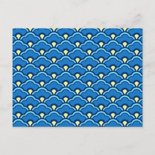 Deco Chinese Scallops, Ocean Blue en Indigo Briefkaart