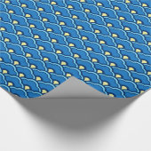 Deco Chinese Scallops, Ocean Blue en Indigo Cadeaupapier (Hoek)