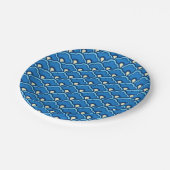 Deco Chinese Scallops, Ocean Blue en Indigo Papieren Bordje (Gekanteld)