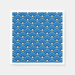 Deco Chinese Scallops, Ocean Blue en Indigo Servet