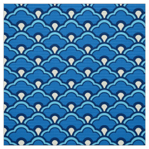 Deco Chinese Scallops, Ocean Blue en Indigo Stof