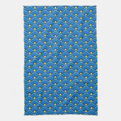 Deco Chinese Scallops, Ocean Blue en Indigo Theedoek (Verticaal)