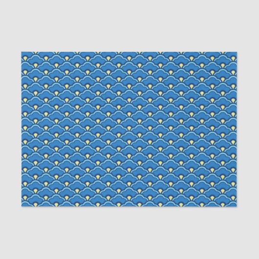 Deco Chinese Scallops, Ocean Blue en Indigo Tissuepapier (Voorkant)