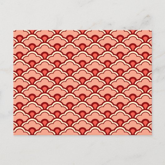 Deco Chinese Scallops, Peach, Rust en Cream Briefkaart (Voorkant)