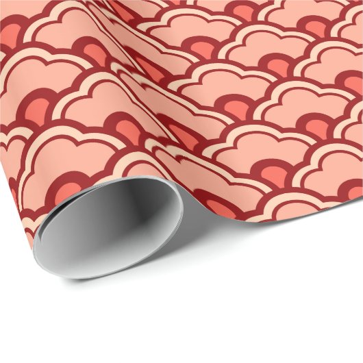 Deco Chinese Scallops, Peach, Rust en Cream Cadeaupapier (Rol Hoek)