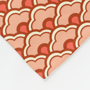Deco Chinese Scallops, Peach, Rust en Cream Fleece Deken